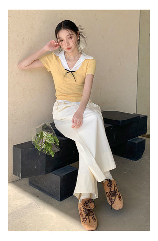 Bow polo sweater Top