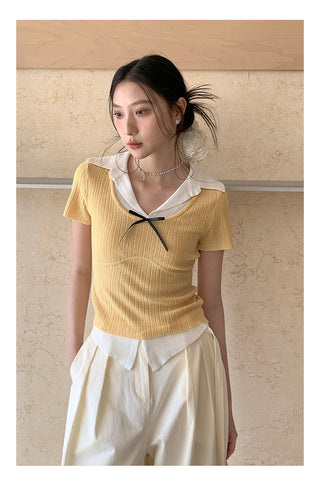 Bow polo sweater Top