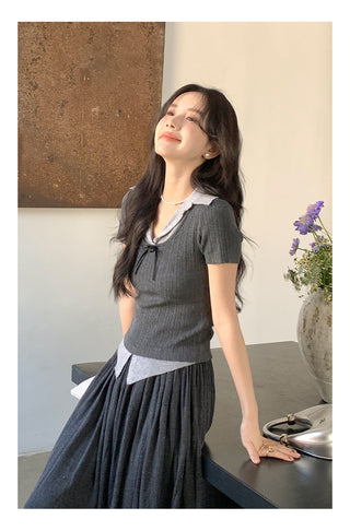 Bow polo sweater Top