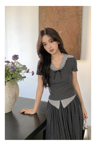 Bow polo sweater Top
