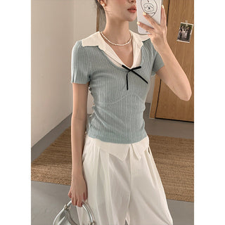 Bow polo sweater Top