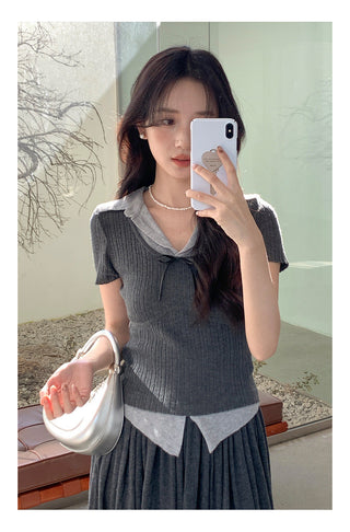 Bow polo sweater Top