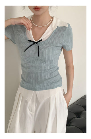 Bow polo sweater Top