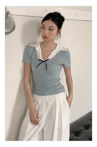 Bow polo sweater Top