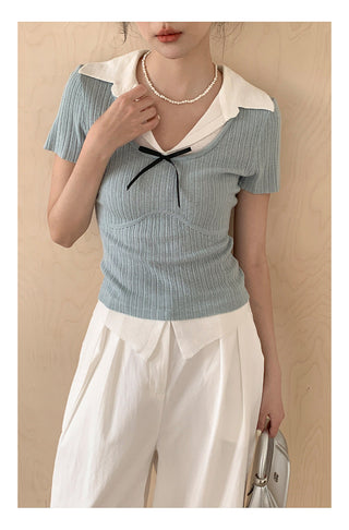 Bow polo sweater Top