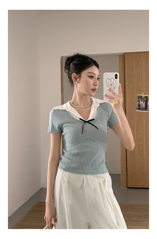Bow polo sweater Top