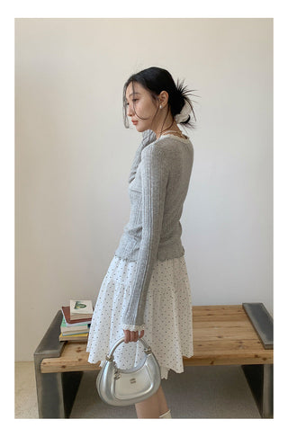 Lace shoulder sweater