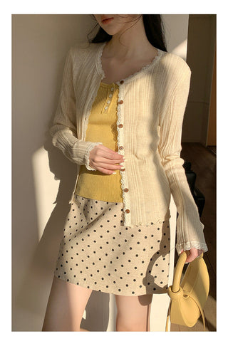 Lace shoulder sweater