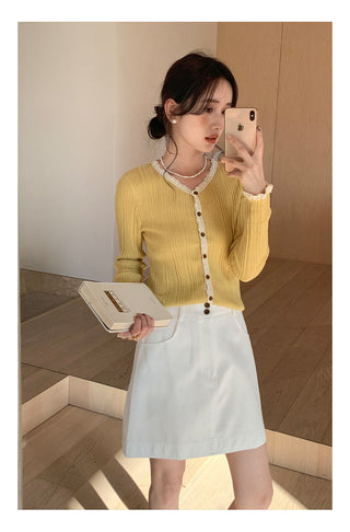 Lace shoulder sweater