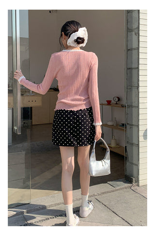 Lace shoulder sweater