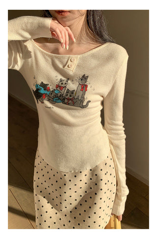 Meow print sweater