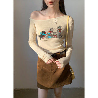 Meow print sweater