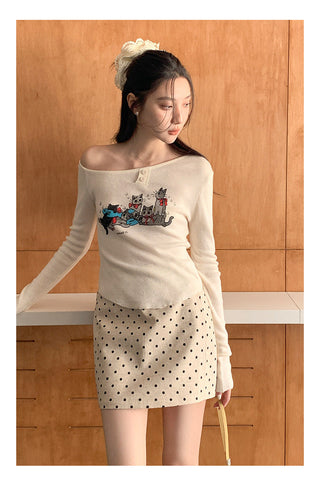 Meow print sweater