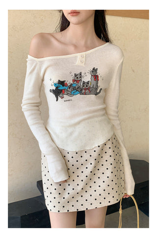 Meow print sweater