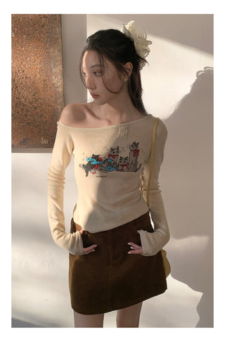 Meow print sweater