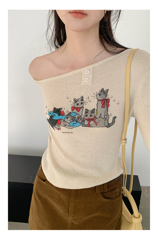 Meow print sweater