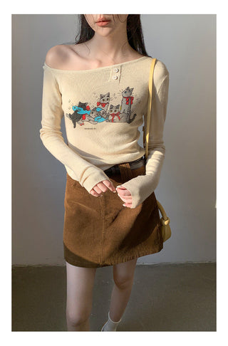 Meow print sweater