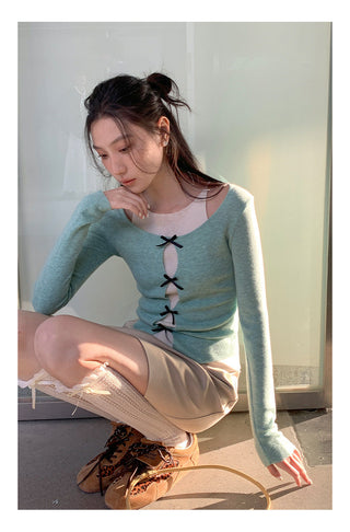 Fake two knit Top
