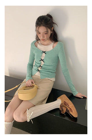 Fake two knit Top