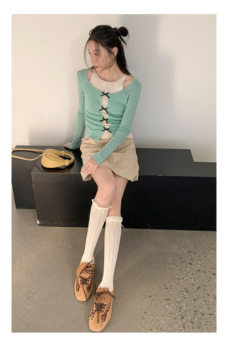 Fake two knit Top