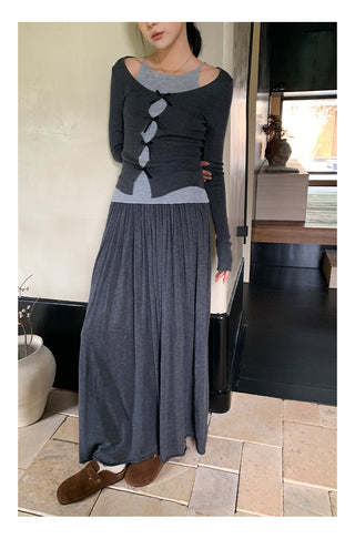 Fake two knit Top