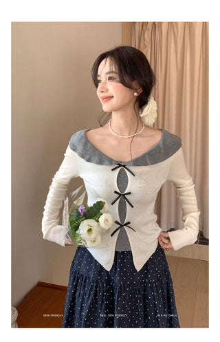 Doll bow sweater Top