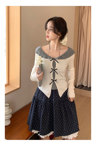 Doll bow sweater Top