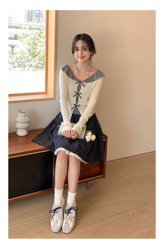 Doll bow sweater Top
