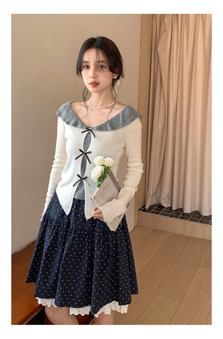 Doll bow sweater Top