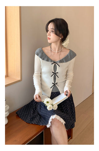 Doll bow sweater Top