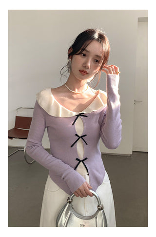 Doll bow sweater Top