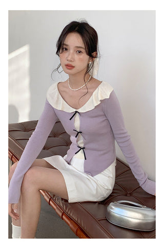 Doll bow sweater Top