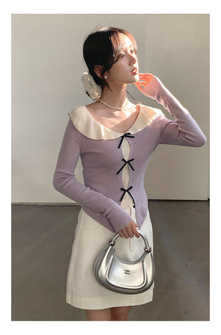 Doll bow sweater Top