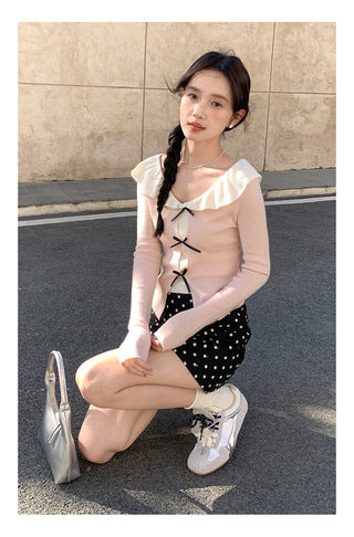 Doll bow sweater Top