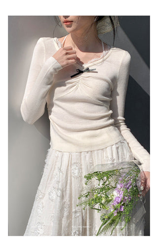 Lace halter sweater Top