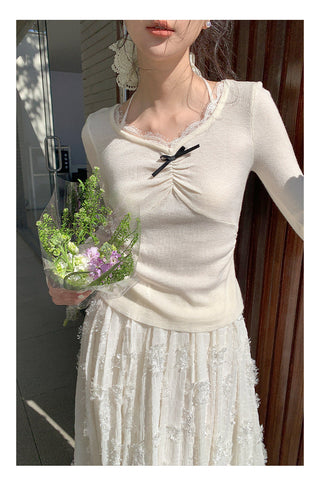 Lace halter sweater Top