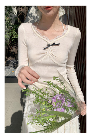 Lace halter sweater Top