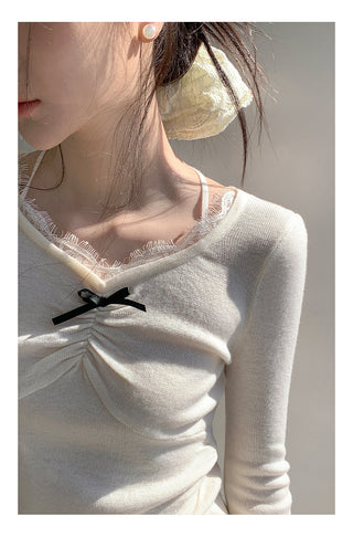 Lace halter sweater Top