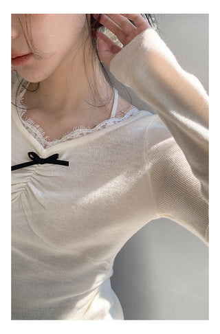 Lace halter sweater Top