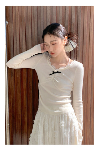 Lace halter sweater Top