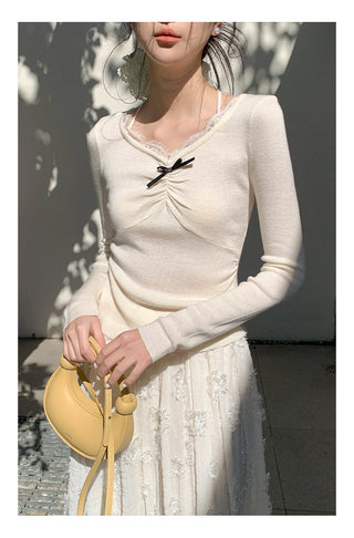 Lace halter sweater Top