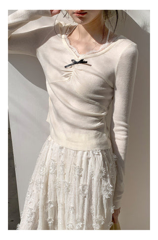 Lace halter sweater Top