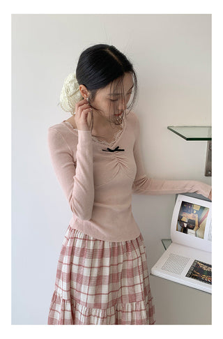 Lace halter sweater Top