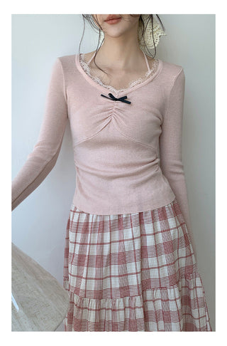 Lace halter sweater Top