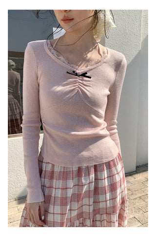 Lace halter sweater Top