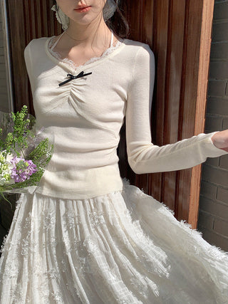 Lace halter sweater Top