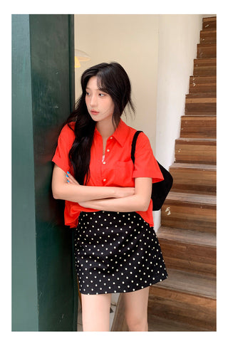 Polka  A-line Short Skirt