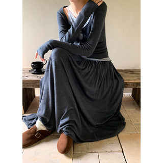 Wool midi skirt