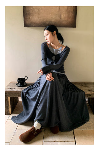 Wool midi skirt