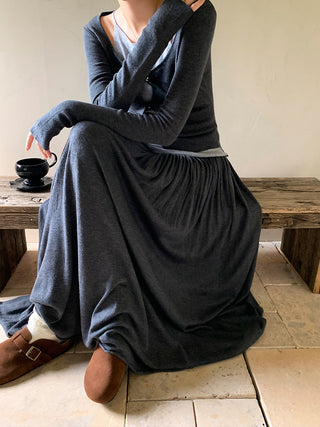 Wool midi skirt